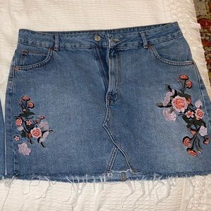 Embroidered Top Shop Denim Skirt
